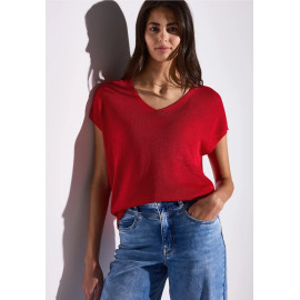Pull rouge manche courte STREET ONE