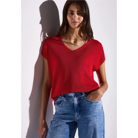 Pull rouge manche courte STREET ONE