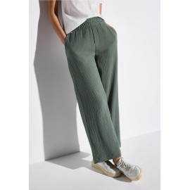 Pantalon wide leg vert STREET ONE