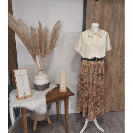 Jupe longue imprimée beige