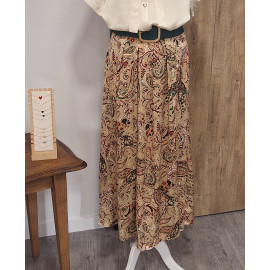 Jupe longue imprimée beige
