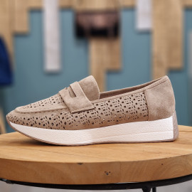 Mocassin taupe ajouré