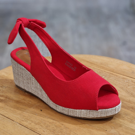 Sandale compensée rouge