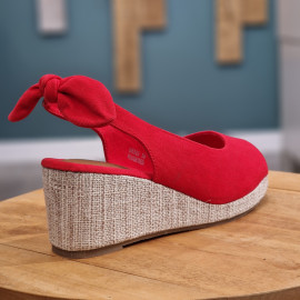 Sandale compensée rouge