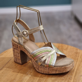 Sandale à talon multicolore