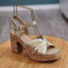 Sandale à talon multicolore
