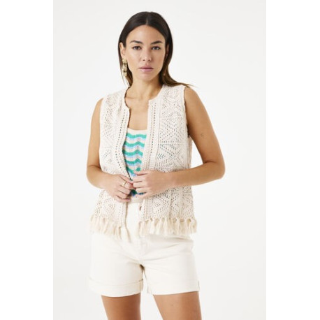 Cardigan ajouré beige GARCIA