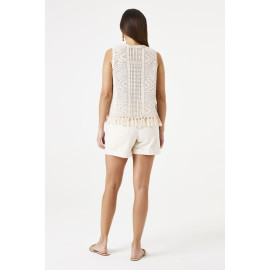 Cardigan ajouré beige GARCIA