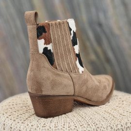 Boots taupe imprimé vache