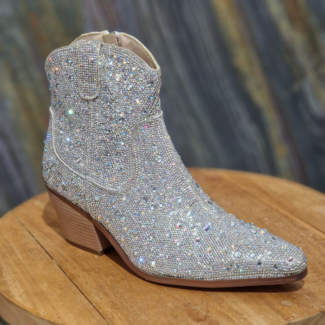 Boots argenté à strass