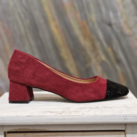Escarpin bi couleur bordeaux