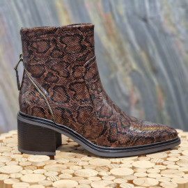 Boots imprimé python marron