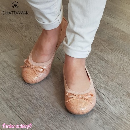 Ballerine Ella croco abricot CHATTAWAK