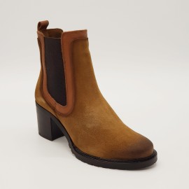 Bottine camel en cuir