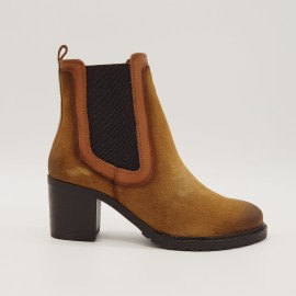 Bottine camel en cuir