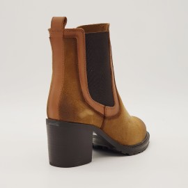 Bottine camel en cuir