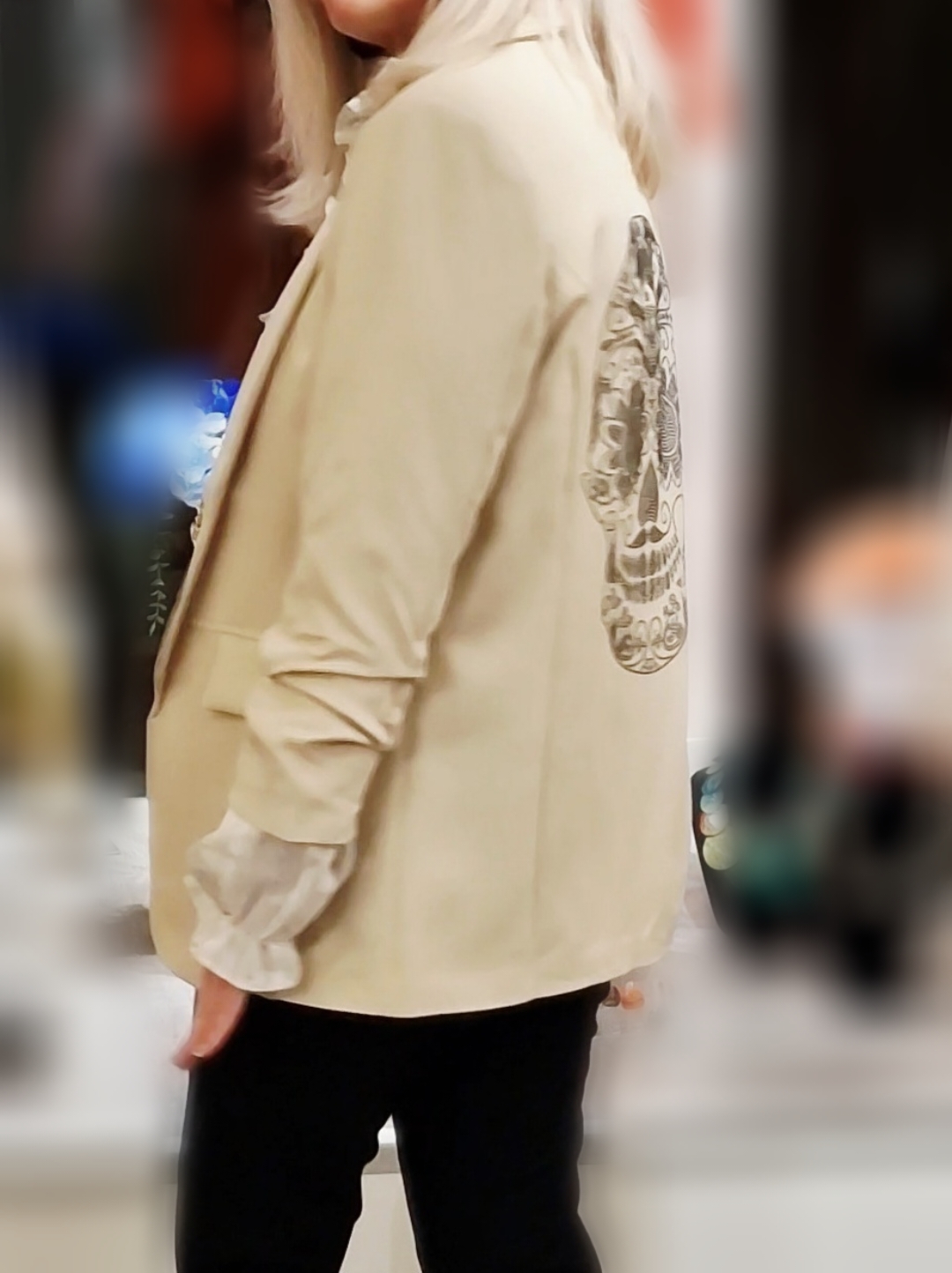 Veste beige Tête de Mort strass