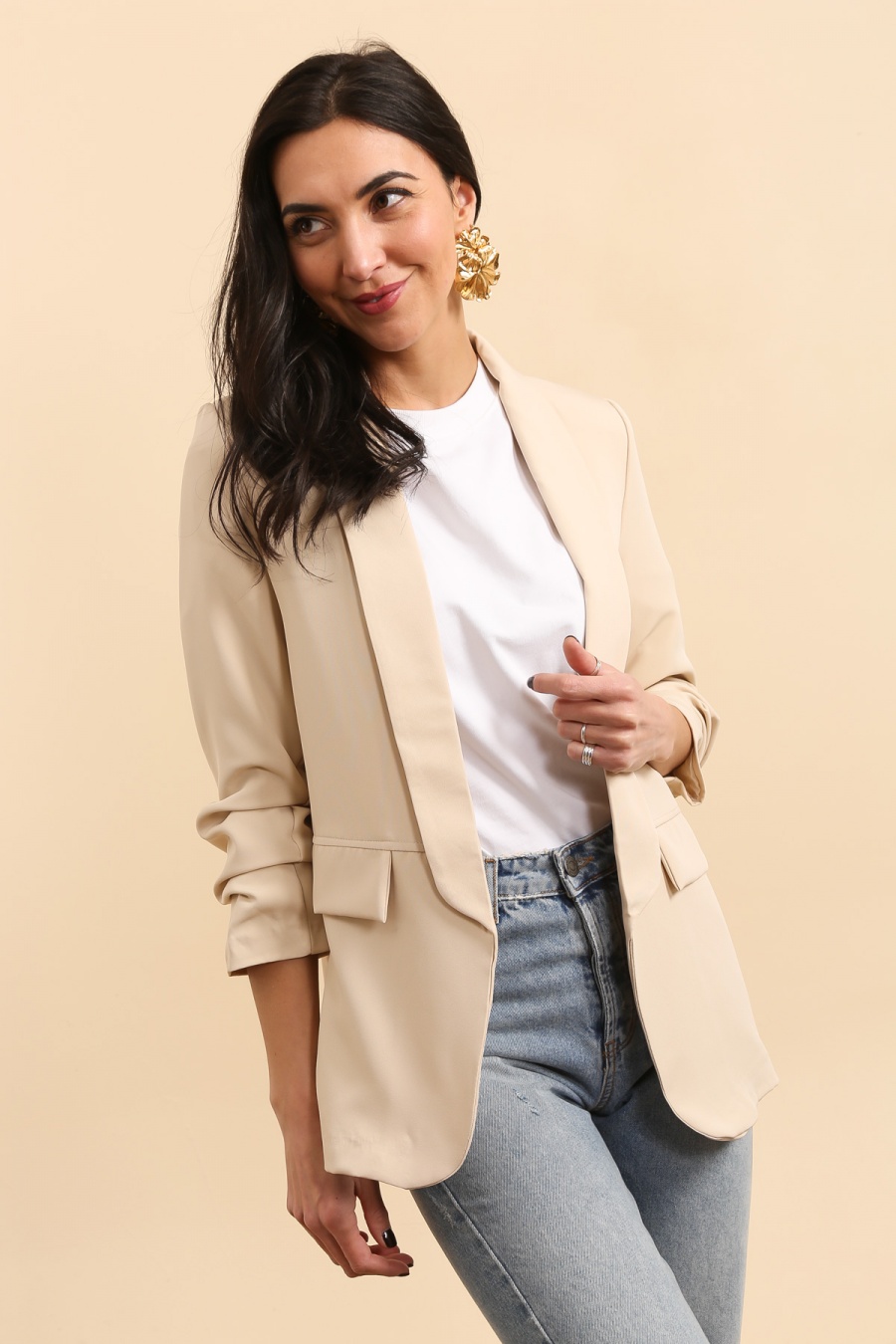 Veste beige Tête de Mort strass