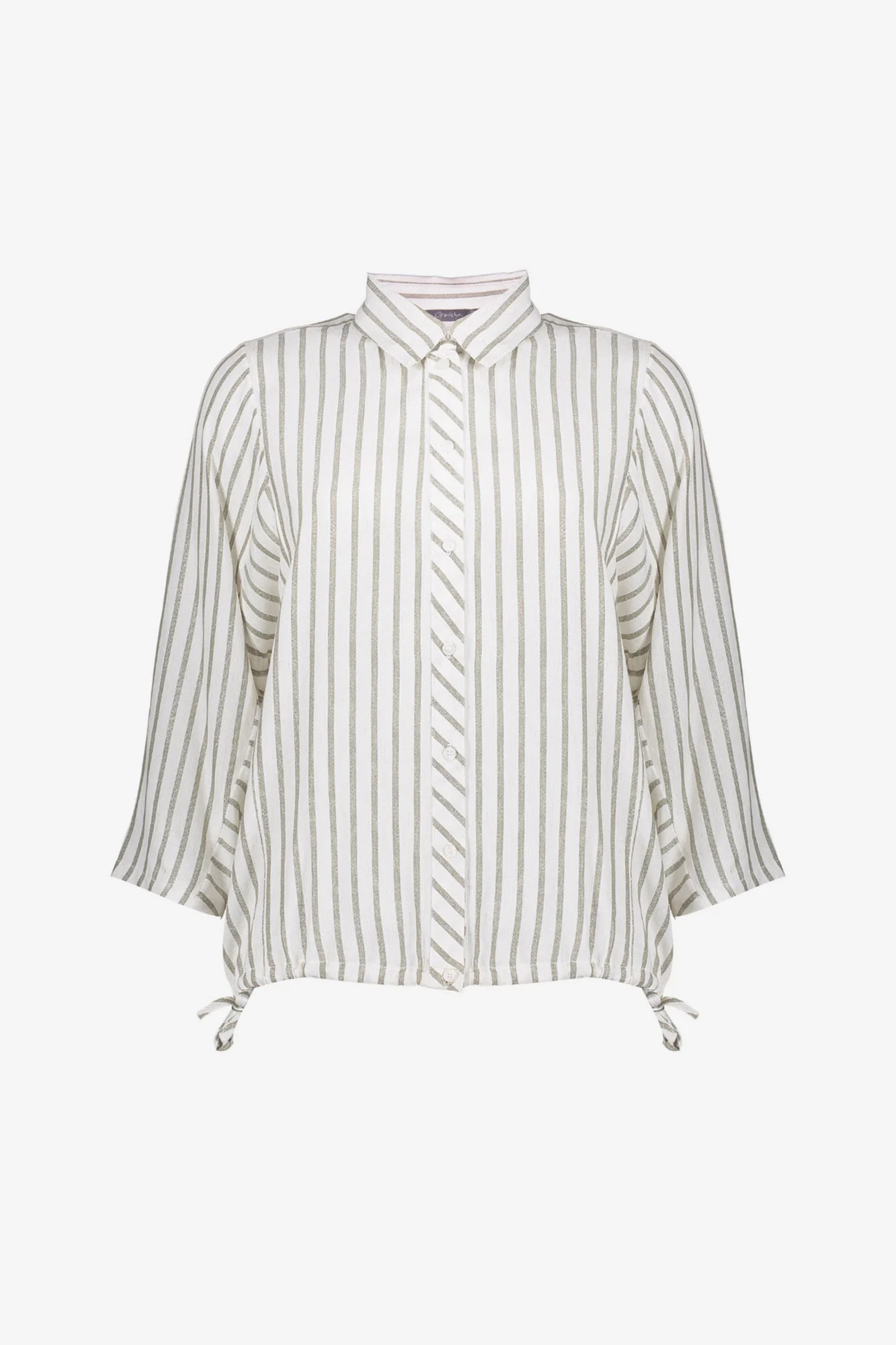 blouse geisha tendance à rayures argenté pailleté