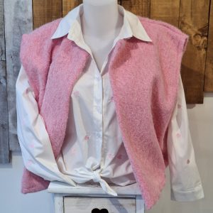 Veste unie rose sans manches boléro laon reims paris fashion