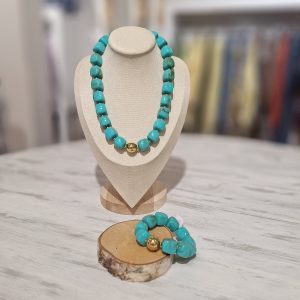 collier fantaisie turquoise perles carrées chic élégant fun reims laon paris soisoons