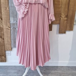 jupe plisée rose bohème chic satinée tendance