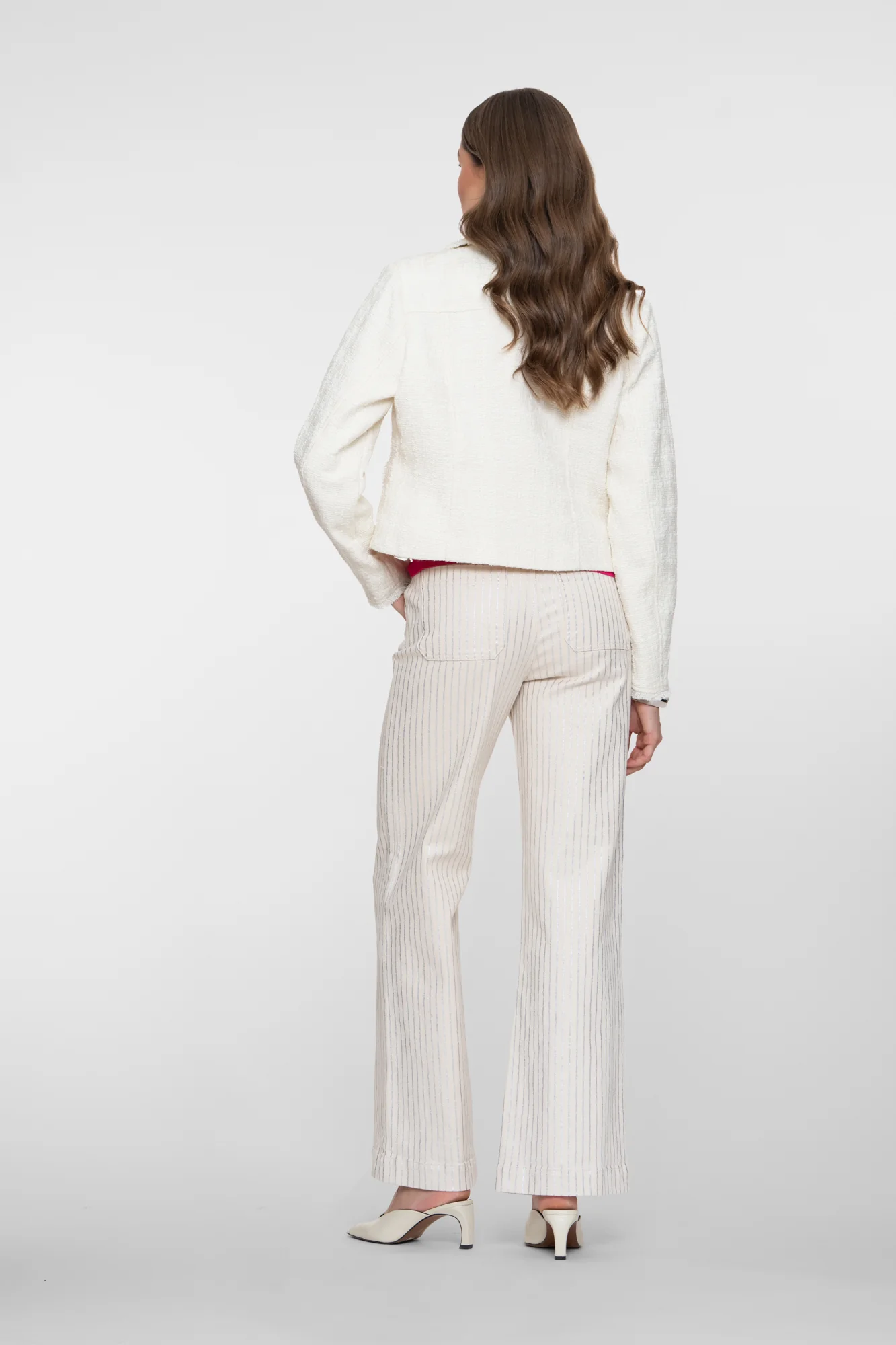 pantalon coupe large jambe large fines rayures tendance mode fashion