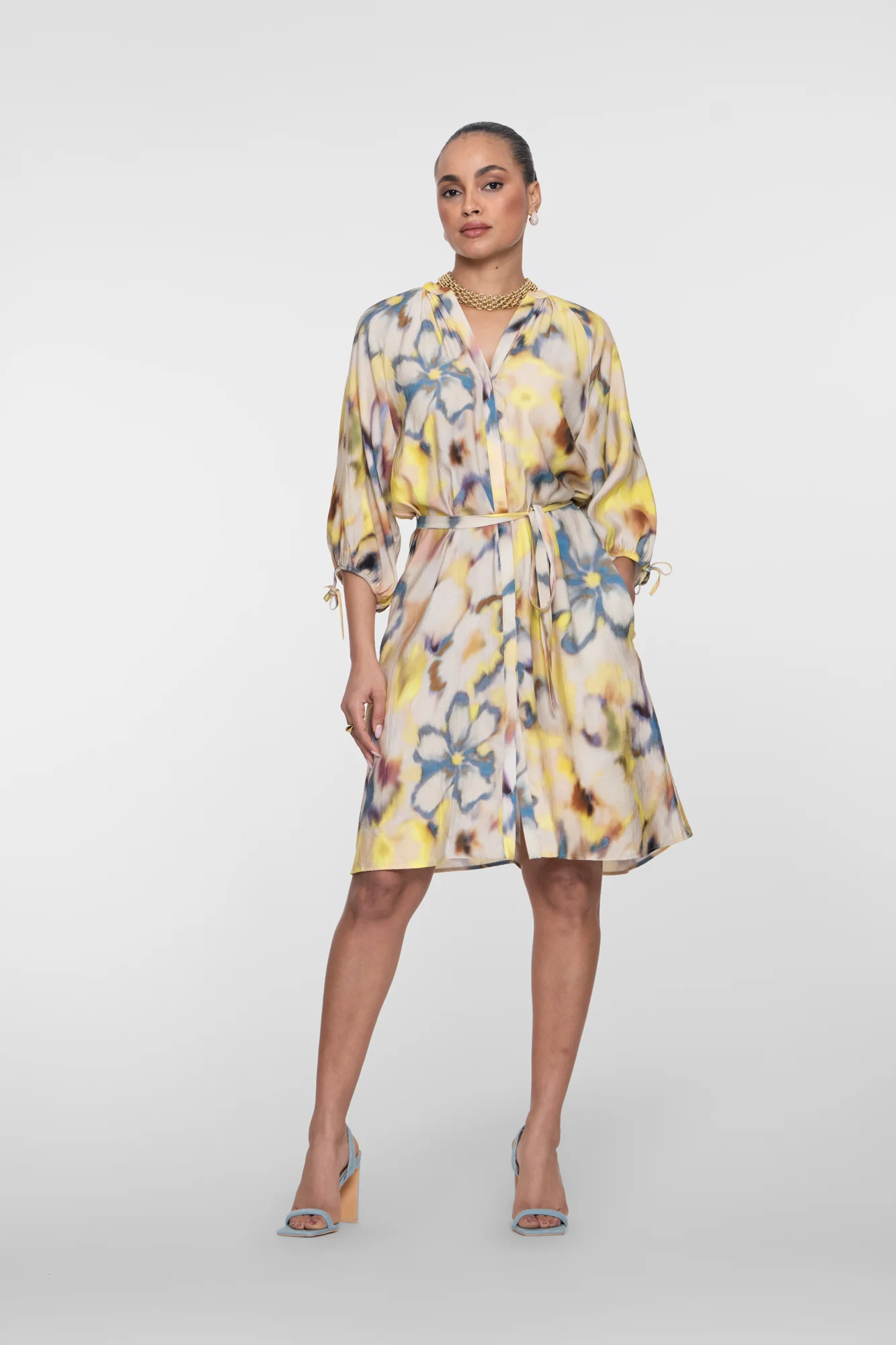 robe de la marque cream couleur jaune citron avec motifs aquarelle laon reims paris soissons