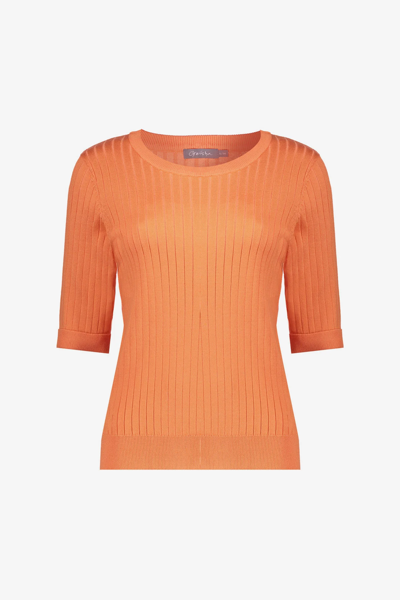 pull sans manches fin côtelé tendance orange melon chic