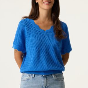 pull ajouré bleu col v manches courtes reims laon soissons paris mode