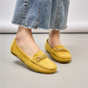 mocassin jaune moutarde aspect daim laon reims soissons paris