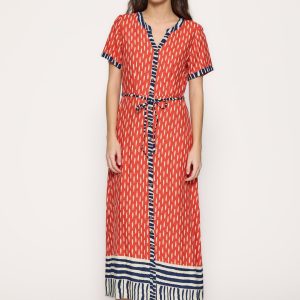 robe longue orange avec rayures marne boutonnée reims laon paris soissons