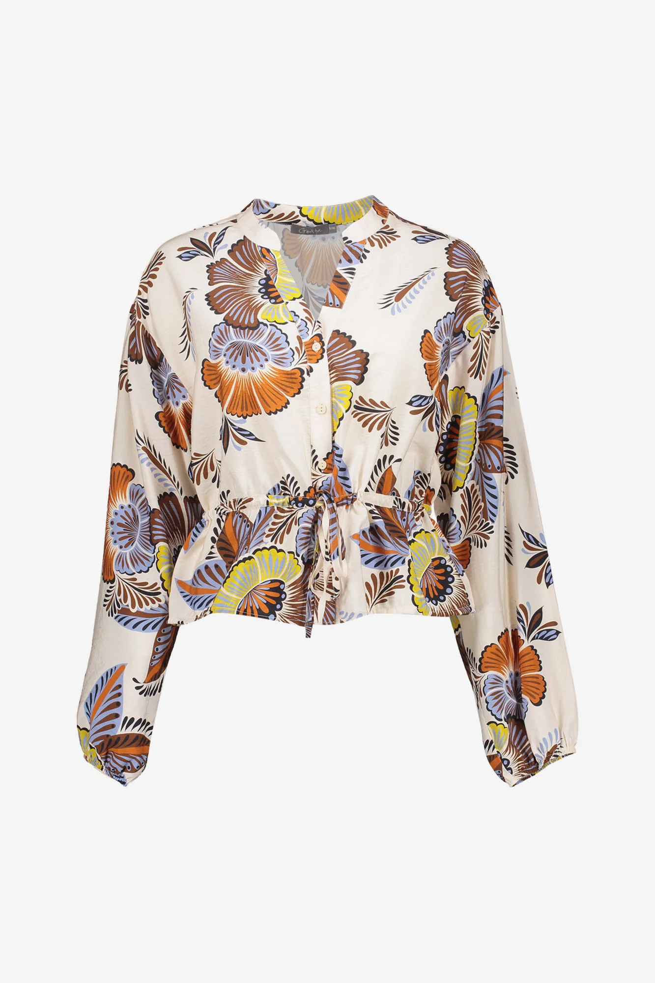 chemisier col V orange bleu vert taupe marron beige cordon à la ceinture par un cordon paris soissons