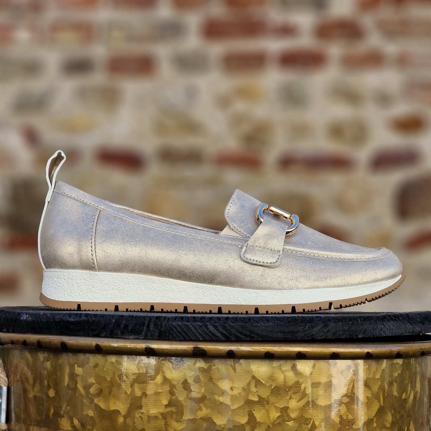 mocassin ballerine similicuir or patiné