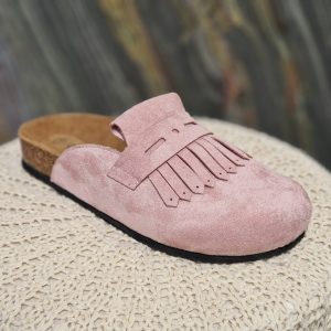 sabot rose nubuck Chattawak intérieur cuirsabot facile à enfiler sabot look bohème sabot style rétro