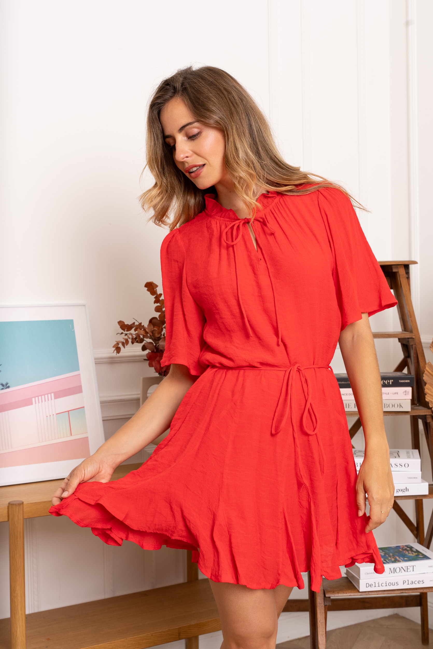 robe été femme, robe légère, robe cérémonie, robe casual chic, prêt-à-porter féminin, mode femme, robe tendance corail.