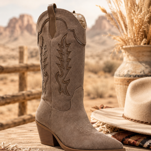 Botte santiag beige foncé femme Botte western femme à bout pointu Santiag beige avec motifs Botte cowgirl chic femme Botte western élégante Santiag femme tendance automne hiver Botte beige style cowboy Botte western bohème chic Santiag femme confortable Botte western mode femme