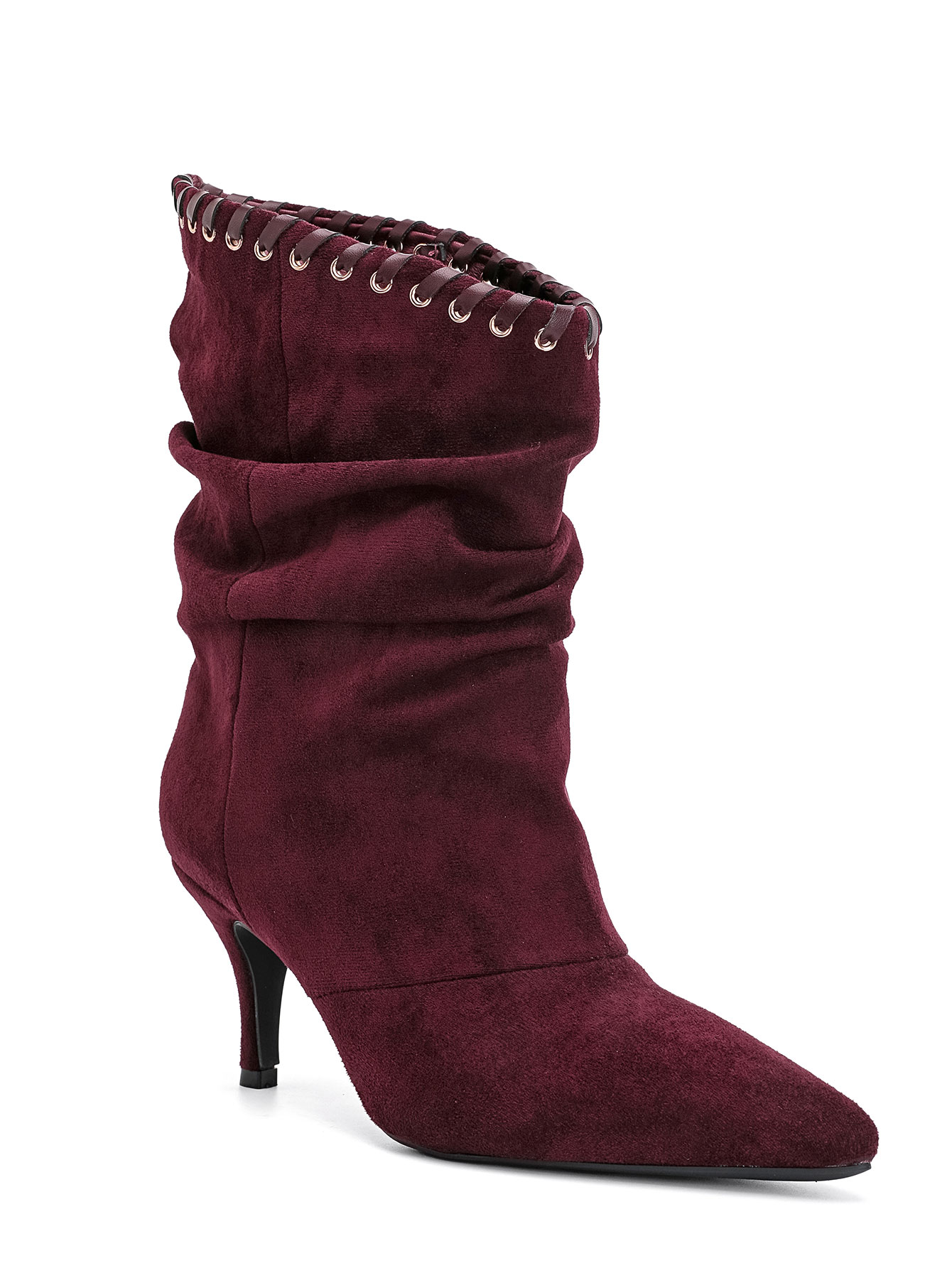 Bottes femme Bottes bordeaux Bottes effet nubuck Bottes hautes femme Bottes élégantes Bottes tendance Bottes automne hiver Bottes chic femme Bottes à talon fin Bottes bout pointu