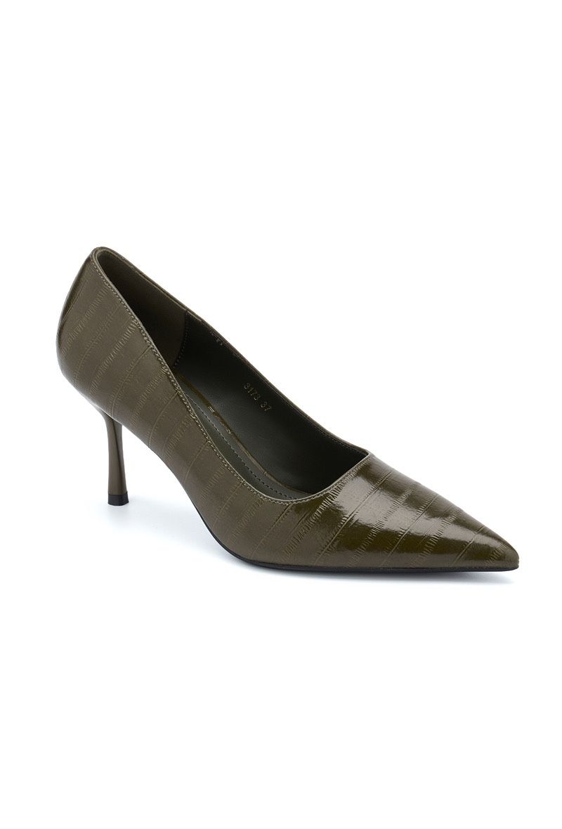 Escarpin kaki effet croco