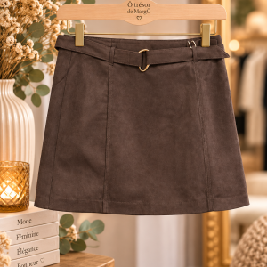 jupe suédine taupe femme, jupe taupe GARCIA, jupe courte taupe, jupe en suédine femme, jupe effet daim, jupe femme tendance, jupe chic femme, jupe trapèze taupe, jupe à ceinture, jupe automne femme, jupe hiver femme, mode femme GARCIA, prêt-à-porter femme, boutique mode femme, jupe tendance 2026, jupe taupe chic, jupe marron taupe femme, tenue femme élégante.
