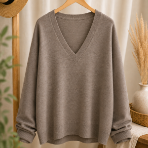 pull femme grande taille, pull col V femme, pull beige foncé, pull maille légère, pull oversize femme, pull confortable, pull casual chic, pull bohème chic, pull automne hiver, pull à superposer, pull pour chemisier, pull fluide femme, pull élégant, pull manches longues, maille fine femme, mode femme grande taille, vêtements femme tendance, boutique mode femme, Ô Trésor de MargÔ.