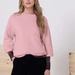 pull rose femme, pull rose clair femme, pull rose poudré femme, pull maille fine femme, pull col rond femme, pull manches 3/4 femme, pull manches coudes, pull STREET ONE femme, maille fine rose, pull casual chic femme, vêtement femme tendance, mode femme, pull léger femme, Ô Trésor de MargÔ.