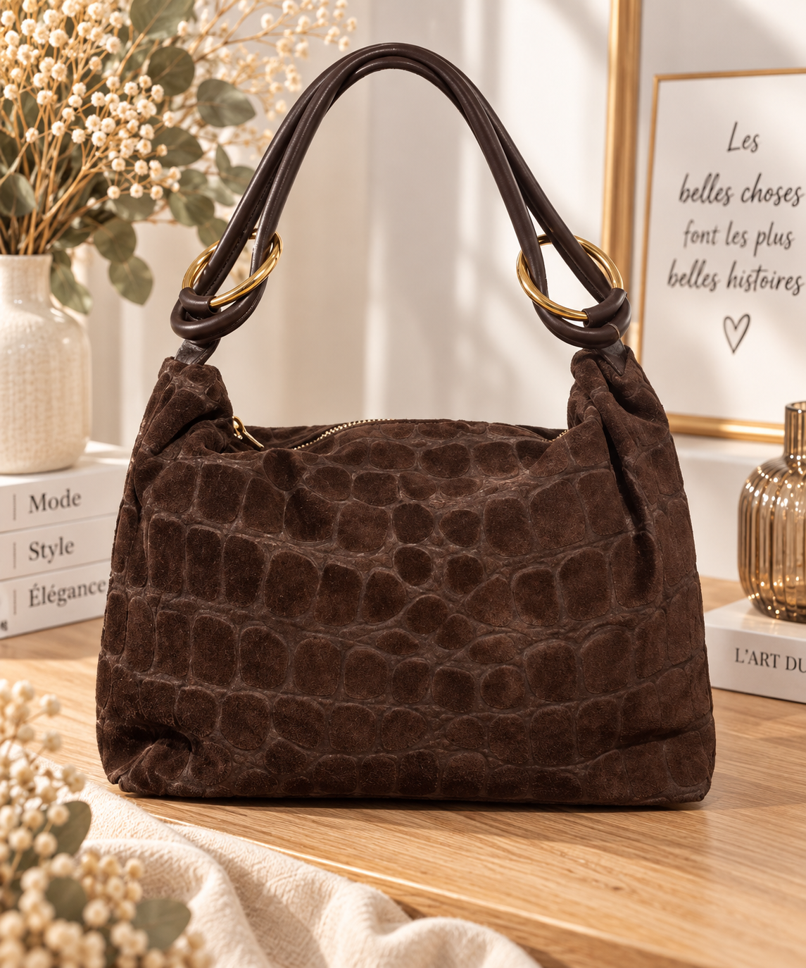 sac cuir nubuck femme, sac cuir chocolat femme, sac nubuck chocolat, sac effet croco femme, sac crocodile cuir, sac cuir embossé crocodile, sac à main cuir chocolat, sac cuir véritable femme, sac épaule cuir femme, sac cabas cuir femme, sac chic femme, sac élégant femme, sac tendance femme, sac cuir souple femme, sac marron chocolat femme, sac premium femme, sac luxe femme, sac grand format femme, sac quotidien femme, sac de ville femme, sac automne hiver femme, maroquinerie femme, sac cuir haut de gamme, sac casual chic femme, accessoire mode femme, sac intemporel femme, sac en cuir velours, sac femme raffiné, sac à main cuir embossé, sac mode femme.