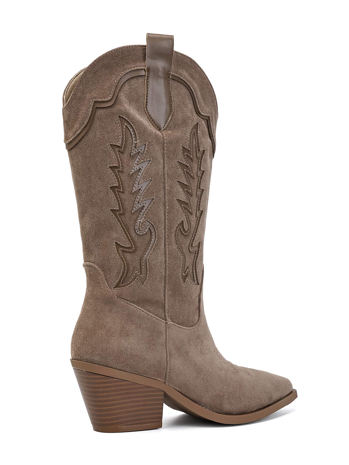 Botte western beige Santiag femme élégante Botte motifs western Botte détails contrastés Botte talon biseauté Botte style cowboy Botte bohème chic Botte mode femme Botte casual chic Botte automne hiver