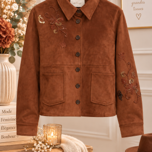 veste suédine camel femme, veste camel CREAM, veste CREAM femme, veste suédine femme, veste camel femme, veste brodée femme, veste florale femme, veste bohème chic, veste courte camel, veste tendance femme, veste automne femme, veste hiver femme, veste casual chic, veste camel broderie, veste suédine brodée, veste femme originale, veste femme tendance, mode femme CREAM, Ô Trésor de MargÔ