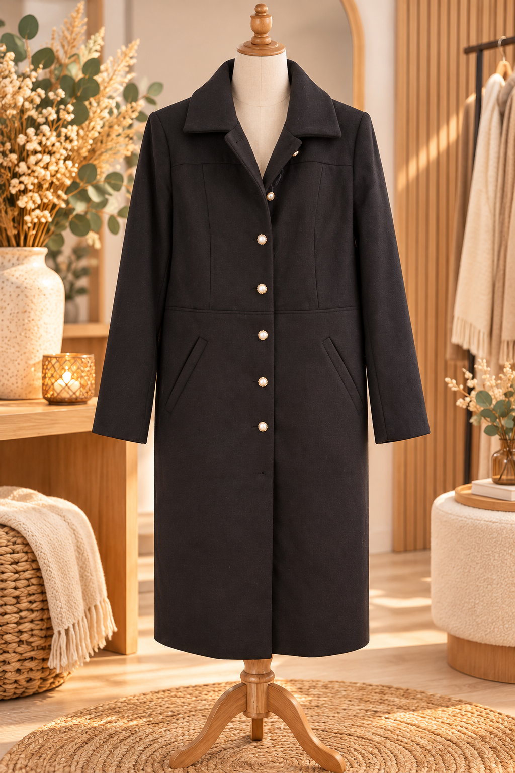 manteau femme noir, manteau long femme, manteau noir élégant, manteau chic femme, manteau CREAM, manteau CREAM femme, manteau hiver femme, manteau mi-saison femme, manteau habillé, manteau tendance, manteau féminin, manteau avec dentelle, manteau dentelle noire, manteau boutons fantaisie, manteau boutons perles, manteau élégant noir, manteau classique chic, manteau sophistiqué, veste longue femme, manteau long noir chic, mode femme, prêt-à-porter féminin, vêtement femme, pièce élégante, manteau raffiné, look chic femme. 🖤✨