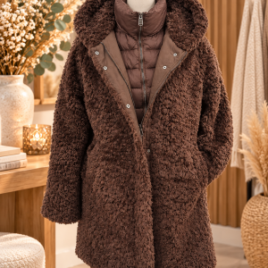 manteau femme, manteau femme hiver, manteau STREET ONE, manteau Street One femme, manteau chocolat femme, manteau marron femme, manteau marron chocolat, manteau chaud femme, manteau douillet femme, manteau cocooning femme, manteau à capuche femme, manteau avec capuche, manteau softshell femme, manteau doublé femme, manteau légèrement chauffant, manteau hiver tendance, veste hiver femme, veste chaude femme, veste softshell femme, manteau col montant, manteau zippé femme, manteau boutonné femme, manteau poches latérales, manteau couleur chocolat, manteau uni femme, manteau casual femme, manteau chic femme, manteau tendance femme, vêtement femme hiver, mode femme hiver, prêt-à-porter femme, collection STREET ONE.