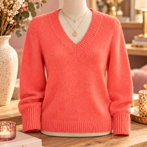 pull corail femme, pull corail GEISHA, pull femme GEISHA, pull col V femme, pull col V GEISHA, pull doux femme, pull duveteux femme, pull coloré femme, pull lumineux femme, pull tendance femme, pull chic femme, pull moderne femme, pull automne femme, pull hiver femme, maille corail femme, pull rose corail femme, vêtement femme GEISHA, mode femme, prêt-à-porter femme, look femme tendance, pull féminin.