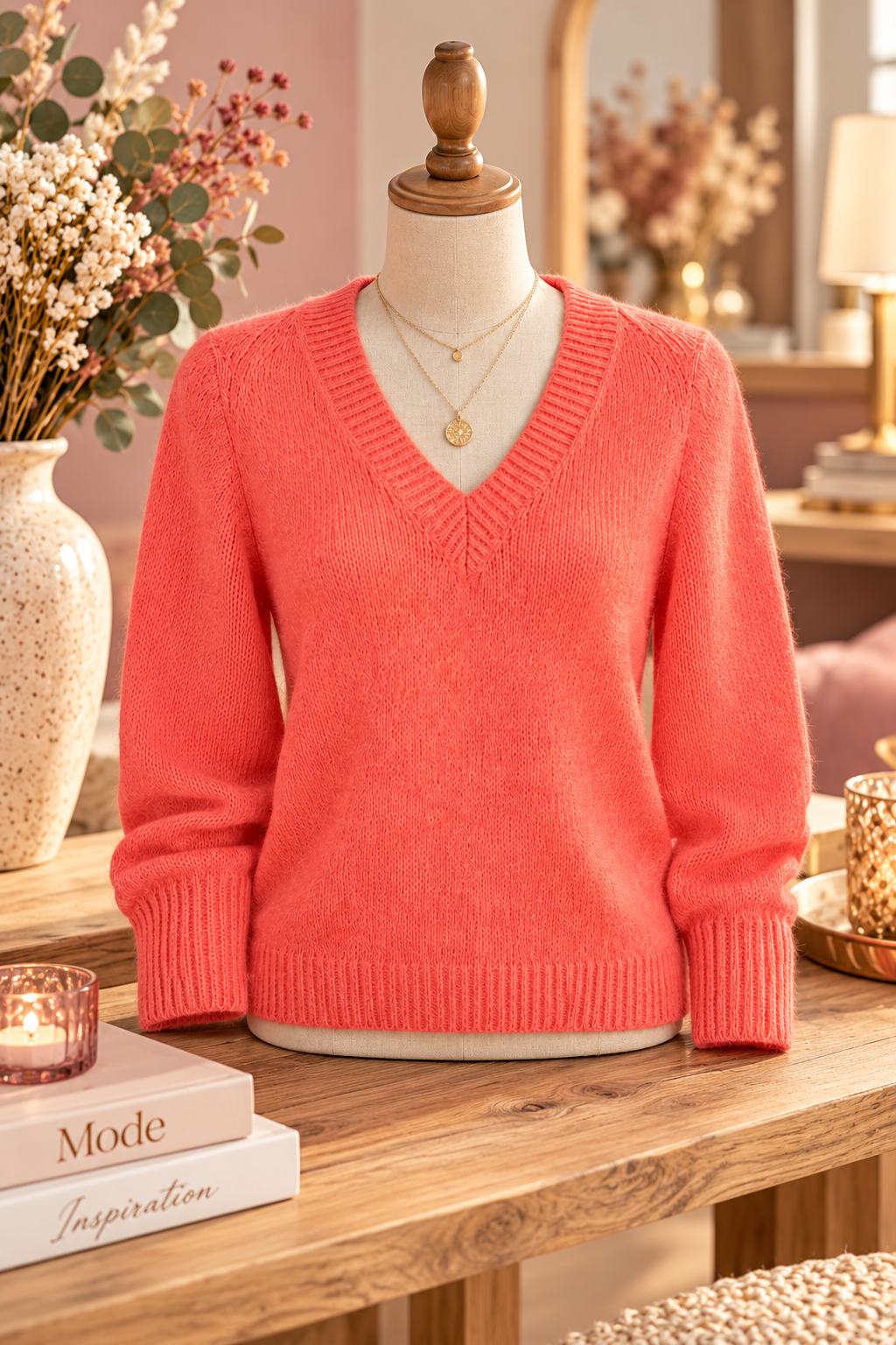 pull corail femme, pull corail GEISHA, pull femme GEISHA, pull col V femme, pull col V GEISHA, pull doux femme, pull duveteux femme, pull coloré femme, pull lumineux femme, pull tendance femme, pull chic femme, pull moderne femme, pull automne femme, pull hiver femme, maille corail femme, pull rose corail femme, vêtement femme GEISHA, mode femme, prêt-à-porter femme, look femme tendance, pull féminin.